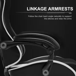 GTRACING GTWD-200 Gaming Chair with Footrest, Height Adjustable Office Swivel Recliner, White