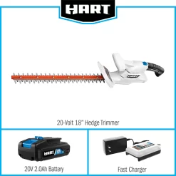 HART 20 Volt Cordless 18 inch Hedge Trimmer Kit, (1) 2.0Ah Lithium-Ion Battery