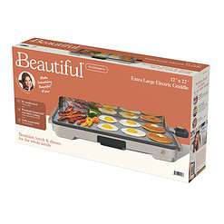 Beautiful XL Electric Griddle 12" x 22"- Non-Stick, Porcini Taupe by Drew Barrymore