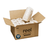 Reel Premium Recycled Paper Towels- 12 Rolls, 2-Ply Made From Tree-Free, Hypoallergenic and Zero Plastic Packaging