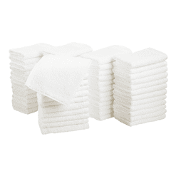 Amazon Basics Bath towel for Face, bathroom, Fast Drying salon towels, 60 Pack, White (12 x 12 inches)