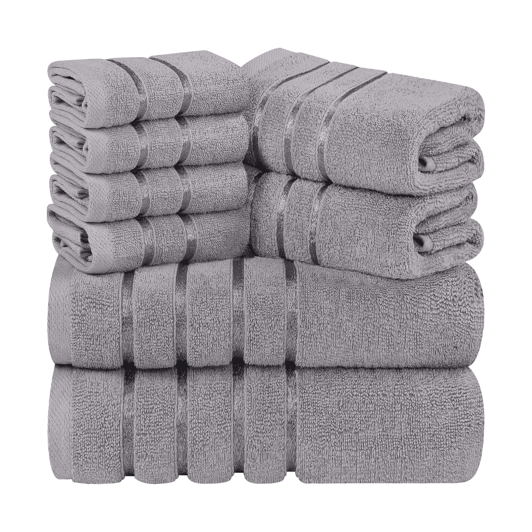 Utopia Towels 8-Piece Luxury Towel Set, 2 Bath Towels, 2 Hand Towels, and 4 Wash Cloths, (Cool Grey)