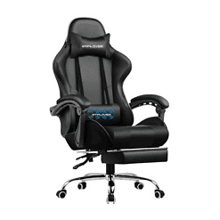 GTPLAYER Gaming Chair, Computer Chair with Footrest and Lumbar Support, Height Adjustable Game Chair with 360°, Black
