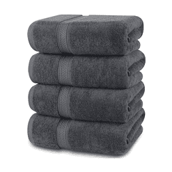 Utopia Towels 4 Pack Premium Bath Towels Set, 27 x 54 Inches, Grey