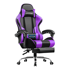 GTPLAYER Gaming Chair, Computer Chair with Footrest and Lumbar Support, Height Adjustable Game Chair with 360°, Purple