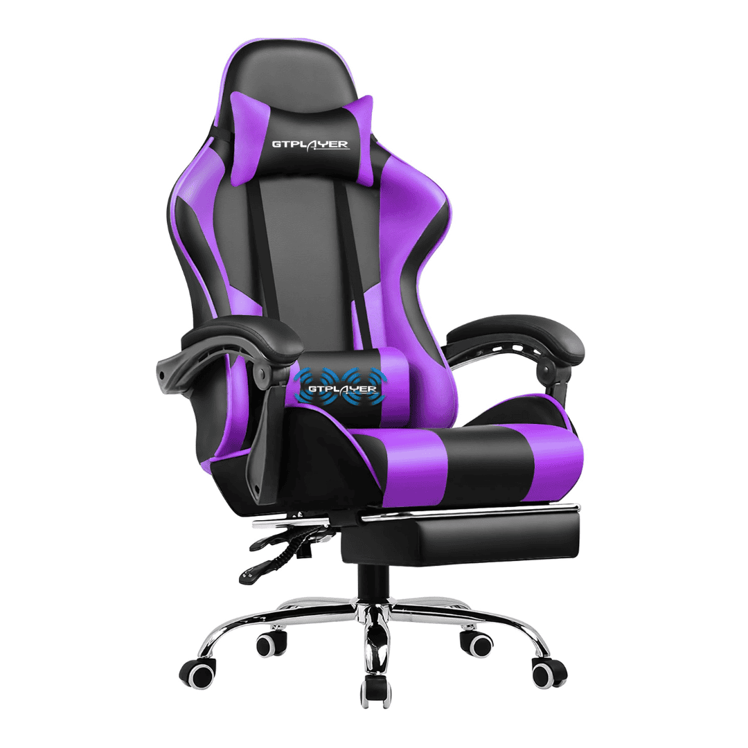 GTPLAYER Gaming Chair, Computer Chair with Footrest and Lumbar Support, Height Adjustable Game Chair with 360°, Purple