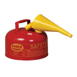 Eagle 2-Gallon Red Metal Gas Can with Flex Funnel Nozzle, UL Safety Listed, Non-Sparking Flame Arrestor