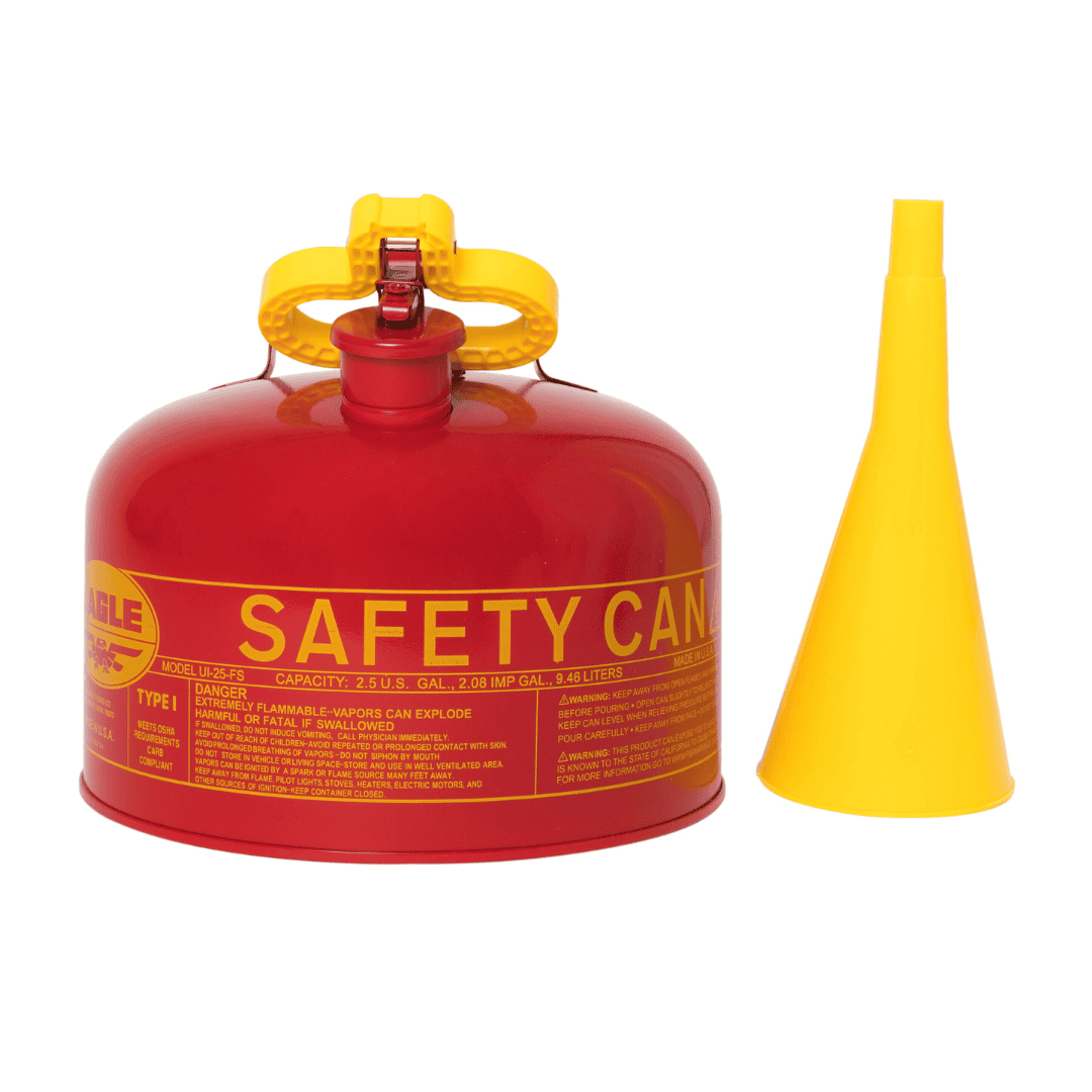 Eagle Red 2.5-Gallon Metal Gas Can with Self-Venting Spout, UL Safety Listed, Non-Sparking Flame Arrestor
