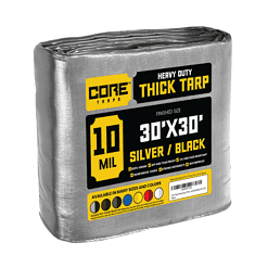 Core Tarps 30-ft x 30-ft Silver Waterproof Standard Polyethylene 10-mil Tarp