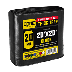 Core Tarps 20-ft x 20-ft Black Waterproof Commercial Polyethylene 20-mil Tarp