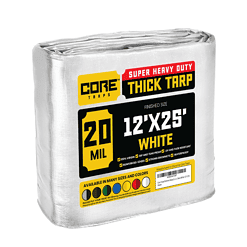 Core Tarps 12-ft x 25-ft White Waterproof Commercial Polyethylene 20-mil Tarp