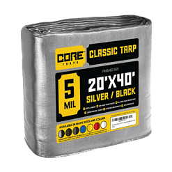 Core Tarps 20-ft x 40-ft Silver Waterproof Commercial Polyethylene 5-mil Tarp