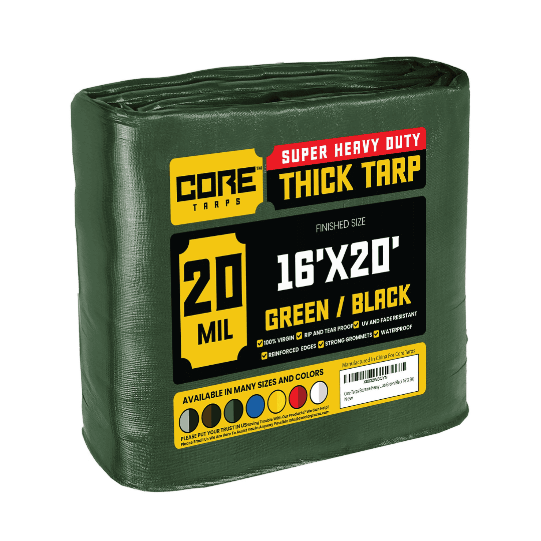 Core Tarps 16-ft x 20-ft Green Waterproof Commercial Polyethylene 20-mil Tarp