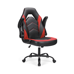 Sweetcrispy Computer Gaming Desk Chair - Ergonomic Office Executive Adjustable Swivel Task PU Leather Racing Chair, Black Red