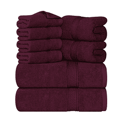 Utopia Towels 8-Piece Premium Towel Set, 2 Bath Towels, 2 Hand Towels, and 4 Wash Clothsm, Burgundy