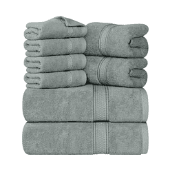 Utopia Towels 8-Piece Premium Towel Set, 2 Bath Towels, 2 Hand Towels, and 4 Wash Clothsm, Cool Grey