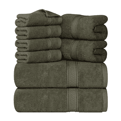 Utopia Towels 8-Piece Premium Towel Set, 2 Bath Towels, 2 Hand Towels, and 4 Wash Clothsm, Dusty Olive