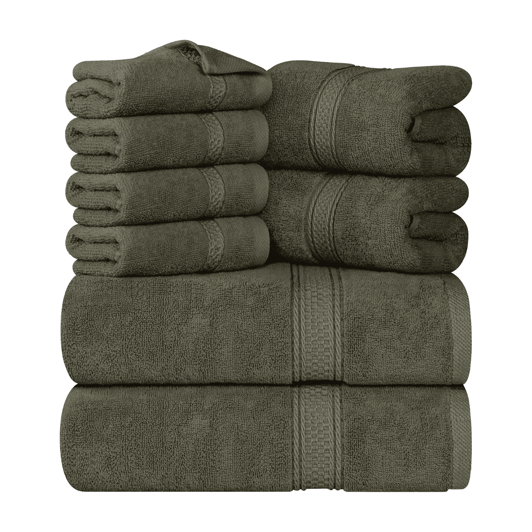 Utopia Towels 8-Piece Premium Towel Set, 2 Bath Towels, 2 Hand Towels, and 4 Wash Clothsm, Dusty Olive