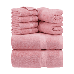 Utopia Towels 8-Piece Premium Towel Set, 2 Bath Towels, 2 Hand Towels, and 4 Wash Clothsm, Dusty Pink