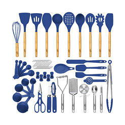 Kaluns 50 PCS Silicone Kitchen Utensils Set Complete Kitchen Set, Blue