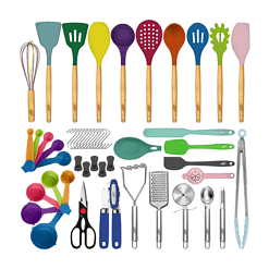 Kaluns 50 PCS Silicone Kitchen Utensils Set Complete Kitchen Set, Multicolor