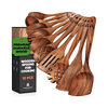 Wooden Spoons for Cooking, 10 Pcs Wooden Cooking Utensils Set – Wooden Utensil Set for Nonstick Pans & Cookware