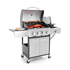 Captiva Designs 4-Burner Propane Gas BBQ Grill with Side Burner & Porcelain-Enameled Cast Iron Grates