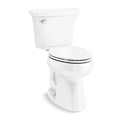 KOHLER Highline White Elongated Chair Height 2-piece Soft Close Toilet 12-in Rough-In WaterSense 1.28-GPF