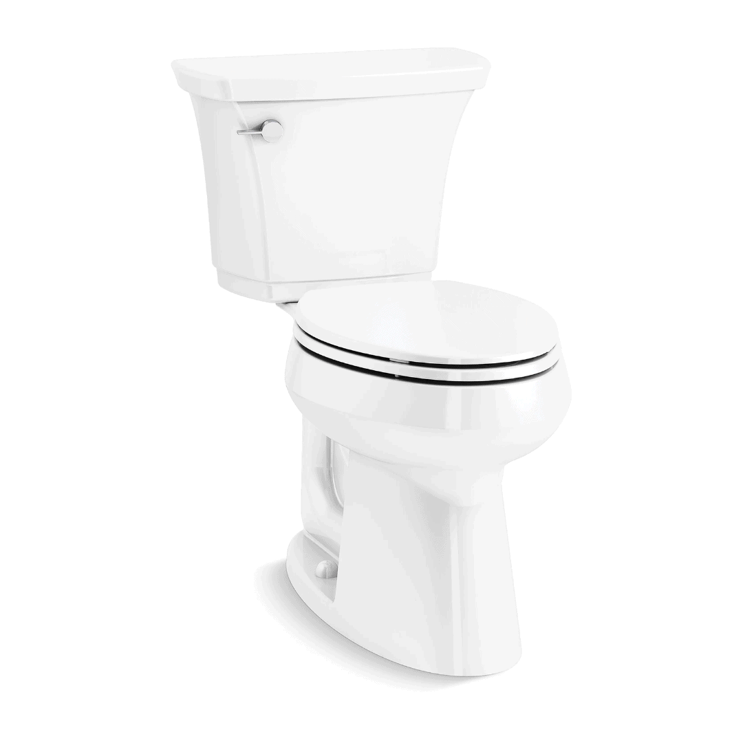 KOHLER Highline White Elongated Chair Height 2-piece Soft Close Toilet 12-in Rough-In WaterSense 1.28-GPF