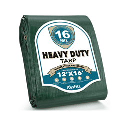 Kesfitt Tarp Heavy Duty Waterproof 12x16FT,16 Mil Thick Tarps Tear&Fade Resistant, UV Resistant, Poly Tarp Cover (Green/Blue)