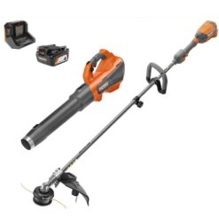 RIDGID R019001 18V Brushless 14 in. Cordless Battery String Trimmer and Leaf Blower 2-Tool Combo Kit with 4.0 Ah Battery and Charger