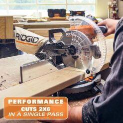 RIDGID R4113-RPM121 15 Amp Corded 10 in. Dual Bevel Miter Saw with LED Cutline Indicator and Black Fine Point Permanent Workshop Marker