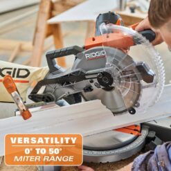 RIDGID R4113-RPM121 15 Amp Corded 10 in. Dual Bevel Miter Saw with LED Cutline Indicator and Black Fine Point Permanent Workshop Marker