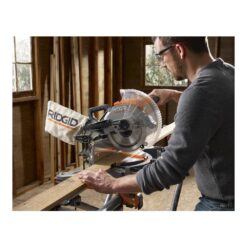 RIDGID R4113-RPM121 15 Amp Corded 10 in. Dual Bevel Miter Saw with LED Cutline Indicator and Black Fine Point Permanent Workshop Marker