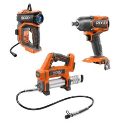 RIDGID R92164SB2 18V Cordless 3-Tool Combo Kit w/ Brushless 1/2 in. Mid-Torque Impact Wrench, Grease Gun, & Digital Inflator (Tools Only)