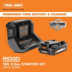 RIDGID R92164SB2 18V Cordless 3-Tool Combo Kit w/ Brushless 1/2 in. Mid-Torque Impact Wrench, Grease Gun, & Digital Inflator (Tools Only)