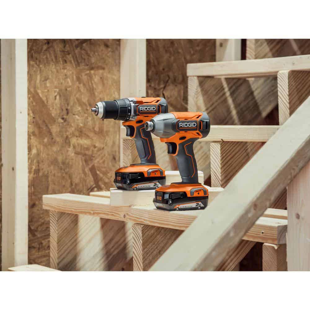 RIDGID R92721 18V Cordless 2-Tool Combo Kit with Drill/Driver, Impact Driver, (2) 2.0 Ah Batteries, and Charger