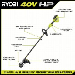 RYOBI RY40HPST01B 40V HP Brushless 16 in. Attachment Capable Cordless Battery Carbon Fiber Shaft String Trimmer (Tool Only)