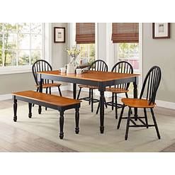 Better Homes and Gardens Autumn Lane Windsor Solid Wood Chairs, Set of 2, Black and Oak