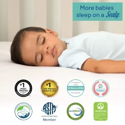 Sealy Serene Duo-Sleek Crib Mattress, 2-Stage Foam Baby Mattress, Toddler Mattress, Waterproof