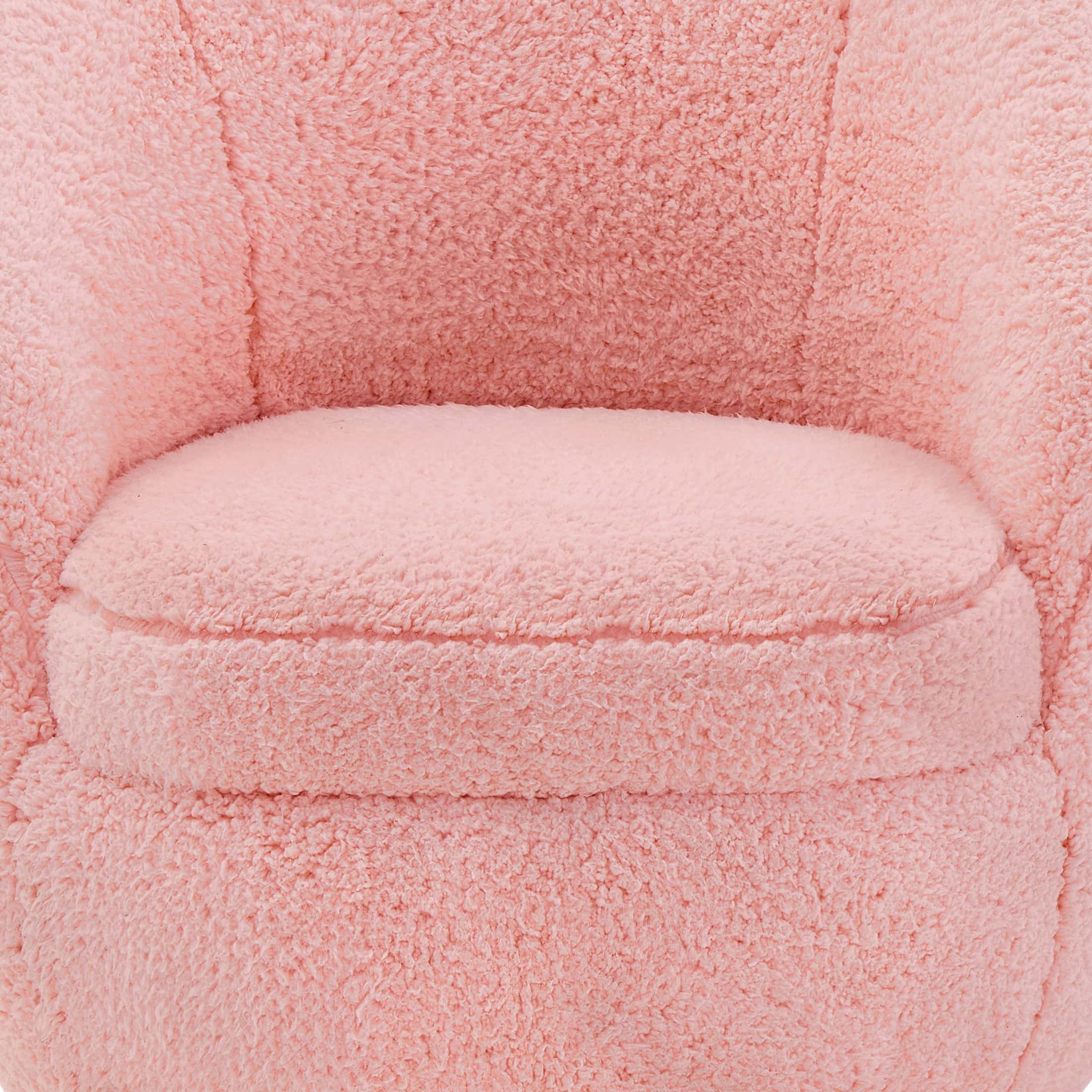 Better Homes & Gardens Mira Kids Swivel Chair, Rose Faux Shearling