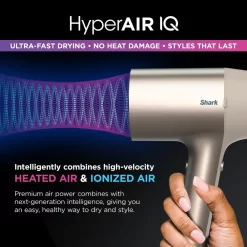 Shark - HyperAir Hair Blow Dryer with IQ 2-in-1 Concentrator & Styling Brush Attachments - Stone