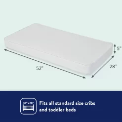 Kolcraft Pediatric 800 Extra Firm Ultra Deluxe, 80 Coil Baby Crib and Toddler Mattress, White