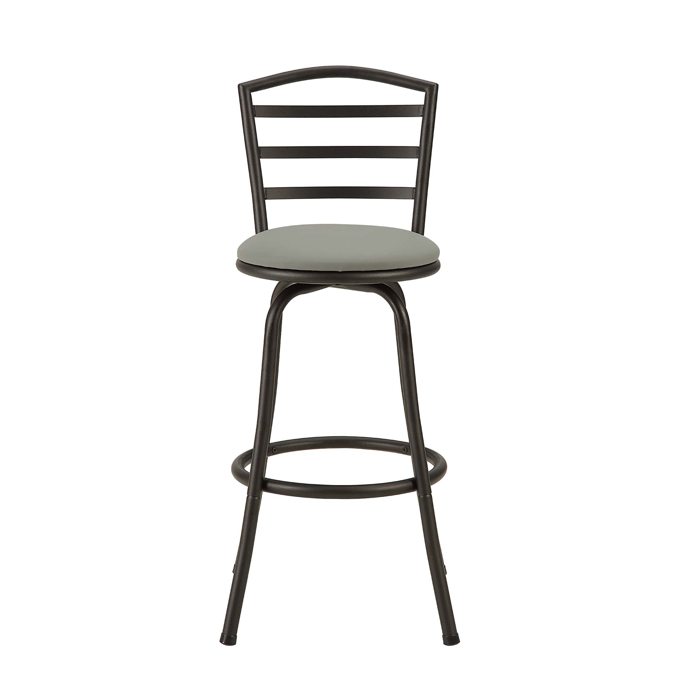 Mainstays 3-Pack Indoor Adjustable 24" or 29" Swivel Adjustable Black Metal Barstool, Dark Gray Seat