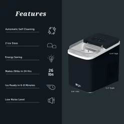 Orgo Products The Sierra Countertop Ice Maker, Bullet Shaped Ice Type, Black