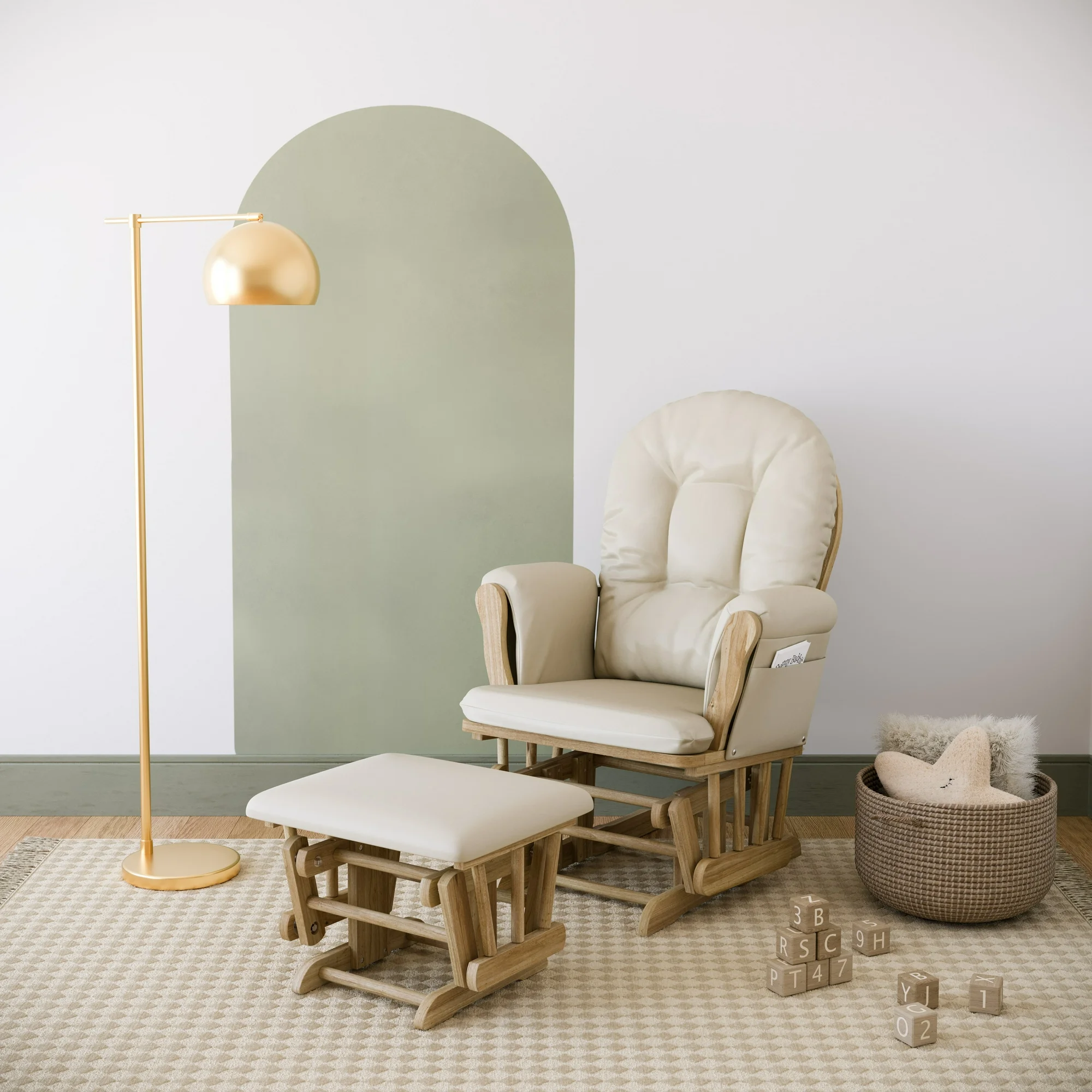Storkcraft Hoop Infant Nursery Glider and Ottoman, Natural with Beige