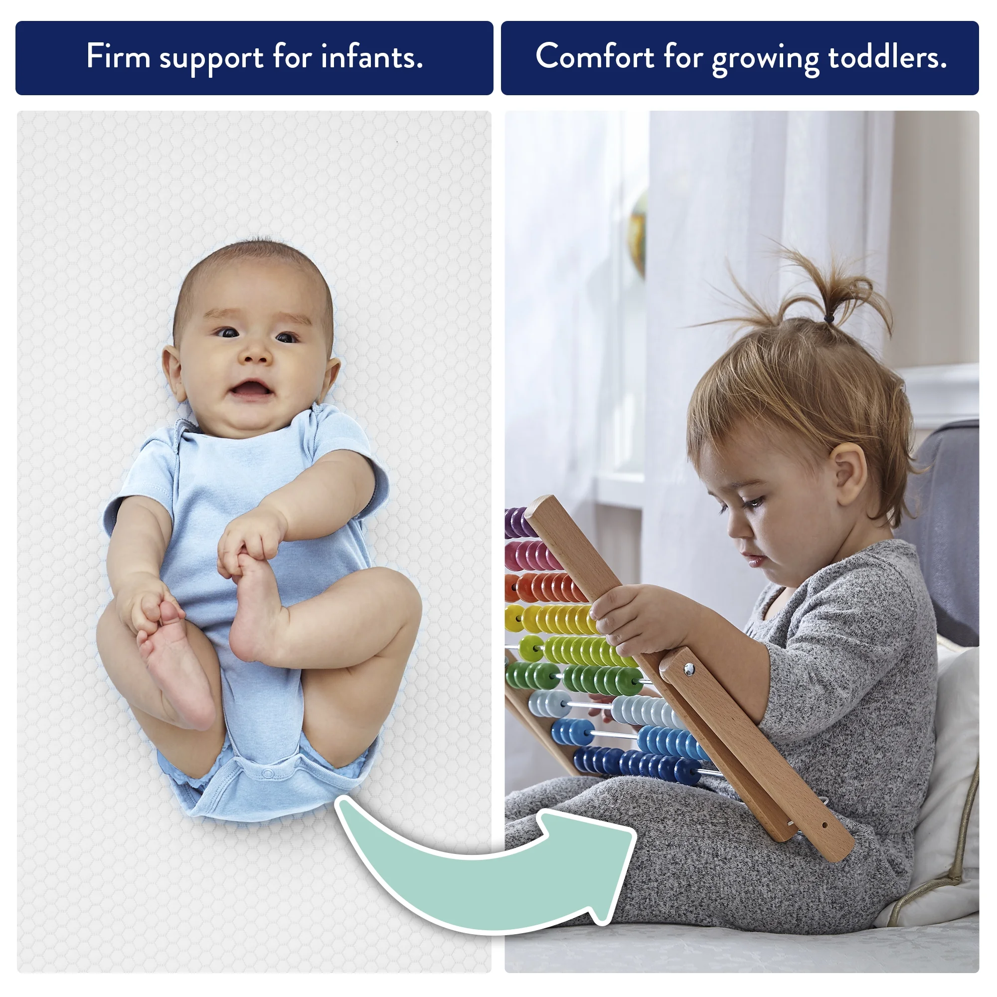 Kolcraft Pediatric 800 Extra Firm Baby Crib & Toddler Mattress, 80 Coil, Waterproof, Mint/Grey
