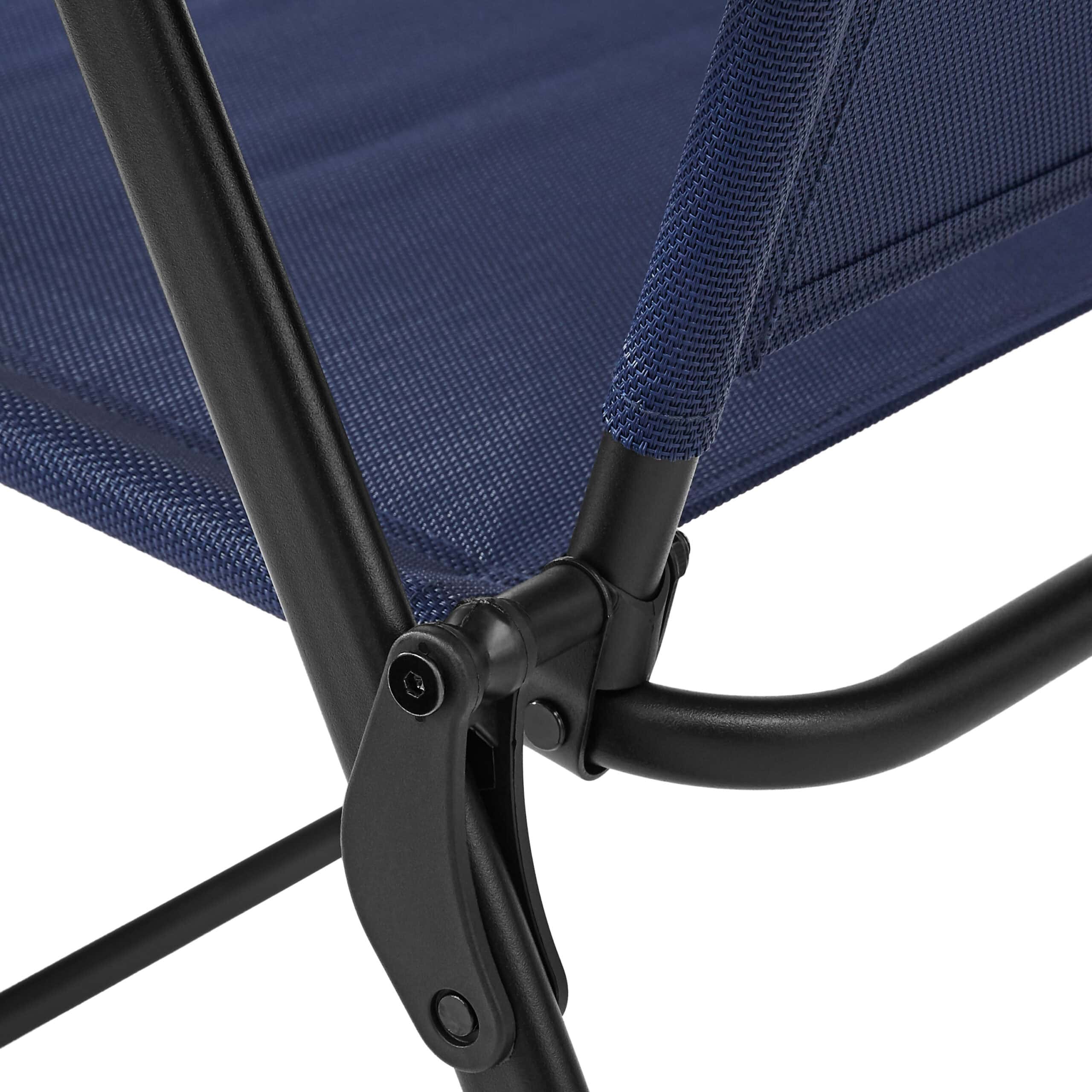 Mainstays Greyson Steel and Sling Adult Folding Outdoor Patio Armchair, Navy (Set of 2)