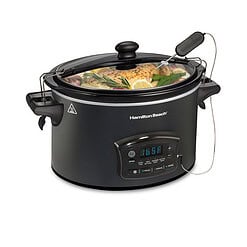 Hamilton Beach Defrost & Go Programmable Slow Cooker, Temperature Probe, 6 Quart Capacity, 33962