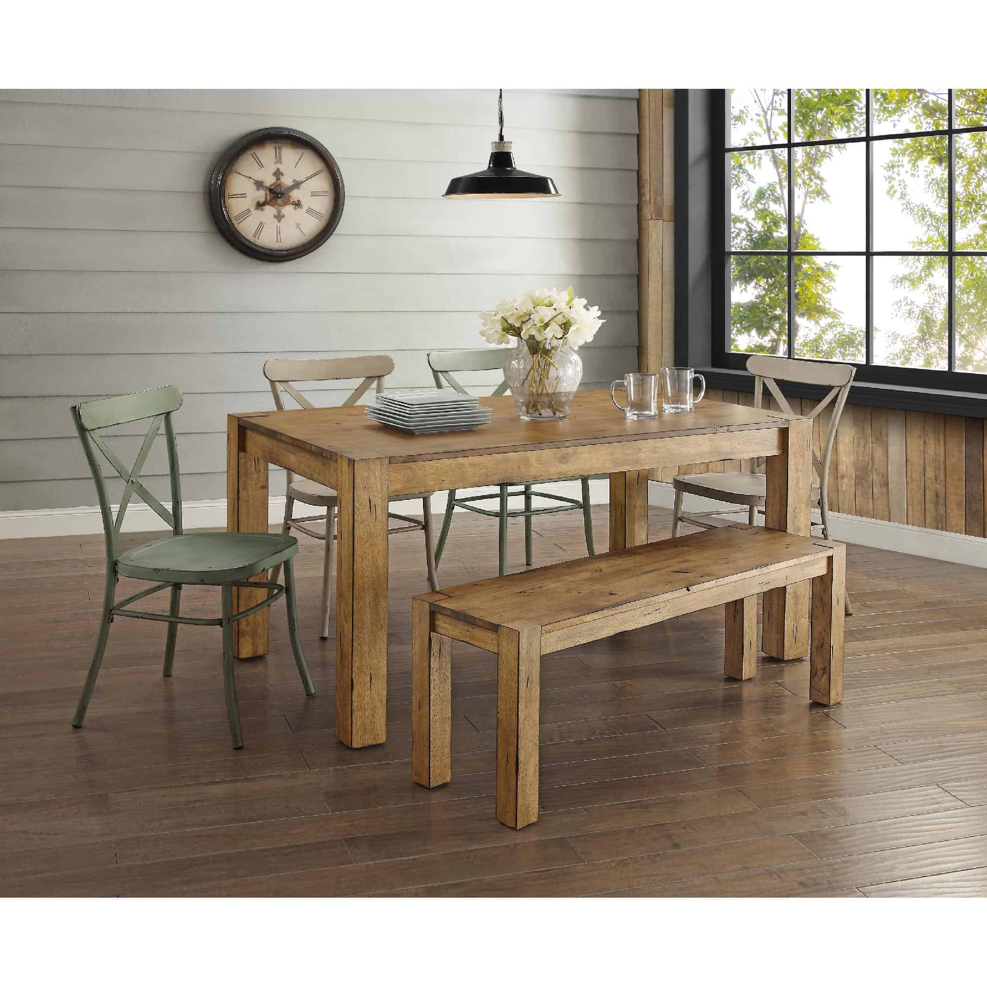 Better Homes and Gardens Collin Distressed Dining Chair, Set of 2, Light Brown Finish